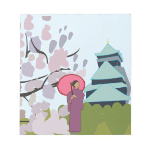 Bloc-note Japon Cherry Blossom Geisha Kimono