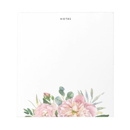Bloc-note Jardin Aquarelle rose pâle Roses personnalisés (Devant)