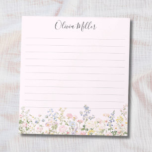 Bloc-note Jardin De Fleurs Coloré Avec Monogramme Floral