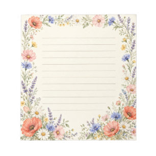 Bloc-note Jardin de fleurs sauvages aquarelle 