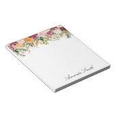 Bloc-note Jardin de roses à l'aquarelle avec monogramme élég (Incliné)