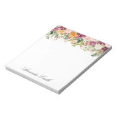 Bloc-note Jardin de roses à l'aquarelle avec monogramme élég (Tourné)