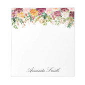 Bloc-note Jardin de roses à l'aquarelle avec monogramme élég (Devant)