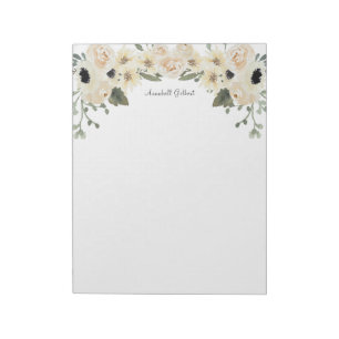 Bloc-note Jardin de roses à l'aquarelle moderne Floral verdu