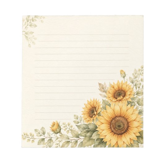 Bloc-note Jardin de Tournesols Dorés Aquarelle (Devant)