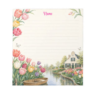 Bloc-note Jardin de tulipes au canal hollandais