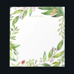 Bloc-note Jardin des papillons du printemps | Ajouter votre<br><div class="desc">Le doux flutter d'un petit coccinelle s'installant tranquillement sur une vigne verte avec un joyeux papillon perché sur les feuilles ci-dessus. Des fleurs de jardin printanières et des vignes courent le long des bords de ces étonnants tampons de bureau monogrammés. Ils sont personnalisés près du sommet avec votre nom, une...</div>