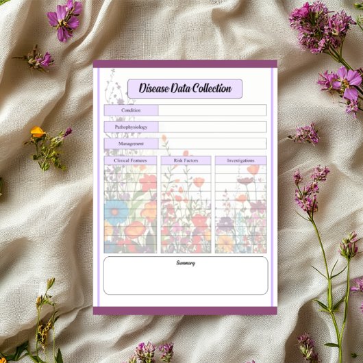 Bloc-note Jardin Pourpre en Fleur _ Collecte de données sur 