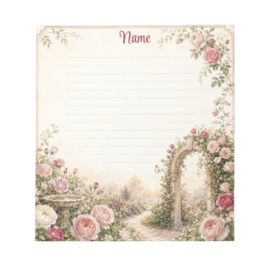 Bloc-note Jardin romantique anglais de roses aligné (Devant)