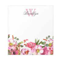 Jardin rose vif Rose chaud Floral Monogramme