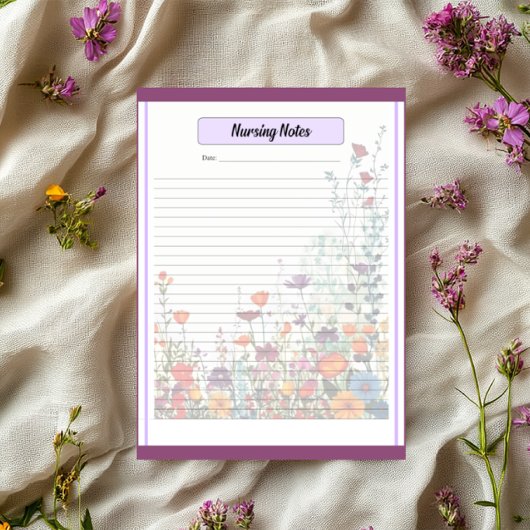 Bloc-note Jardin Violet en Fleur_ Notes de soins