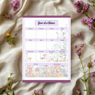 Bloc-note Jardin Violet en Fleur _ Planificateur Annuel