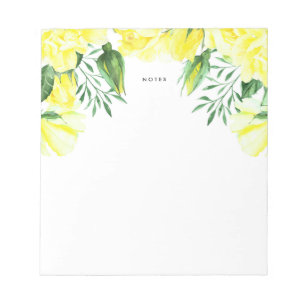 Bloc-note Jaune Aquarelle Rose et Garland vert