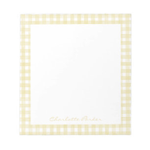 Bloc-note Jaune Beurre Gingham Nom Personnalisé