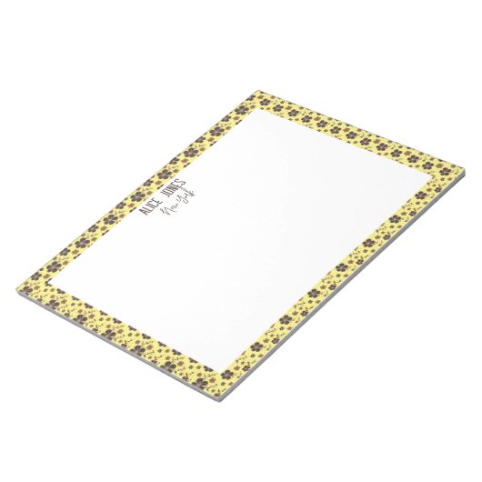 Bloc-note Jaune clair motif brun fleur naturelle (Incliné)