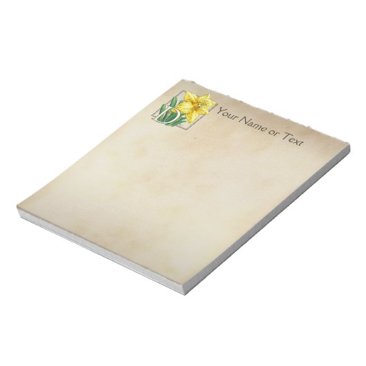 Bloc-note Jaune Daffodique Personnalisé Monogramme (Tourné)