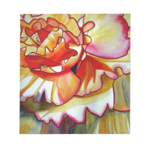 Bloc-note Jaune de la fleur de Begonia aquarelle art origina