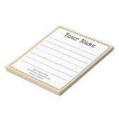 Bloc-note Jaune Doré Rétro Ajoutez Votre Nom Rayé (Tourné)