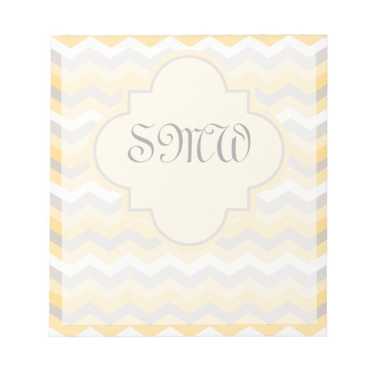 Bloc-note Jaune/Gris Chevron Zigzag (Devant)