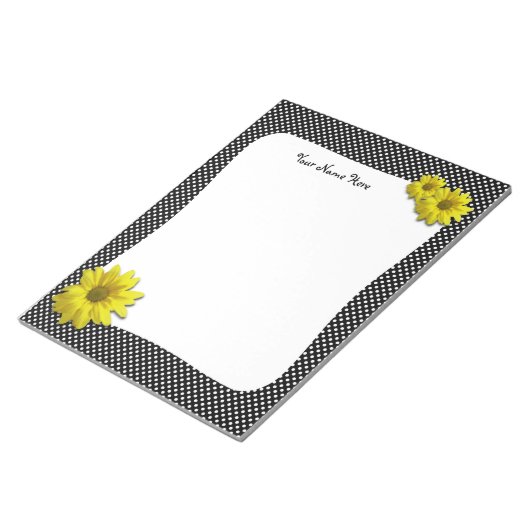 Bloc-note Jaune Pois noir et blanc (Incliné)