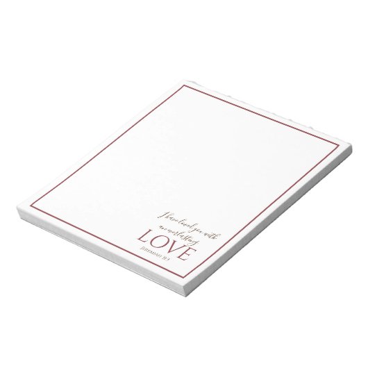 Bloc-note Jérémie 31:3 Élégant Verset Bible Rouge Profond (Tourné)