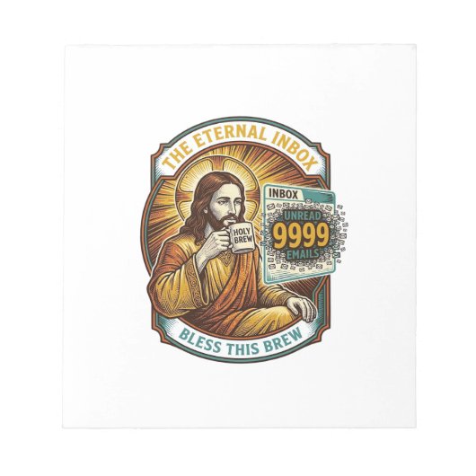 Bloc-note Jésus 9999 Emails Non Lus Boîte de Réception Zéro (Devant)