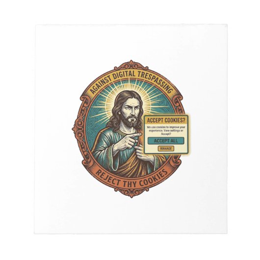 Bloc-note Jésus Agacant Accepter les Cookies Pop Up Internet (Devant)