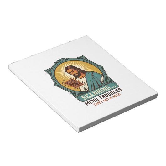 Bloc-note Jésus Code QR flou ne scannera pas Menu Humour Tec (Incliné)