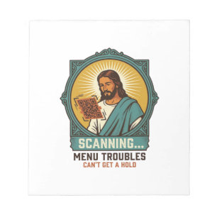 Bloc-note Jésus Code QR flou ne scannera pas Menu Humour Tec