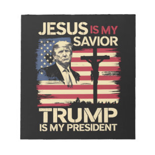 Bloc-note Jésus est mon sauveur Trump est mon président Drap