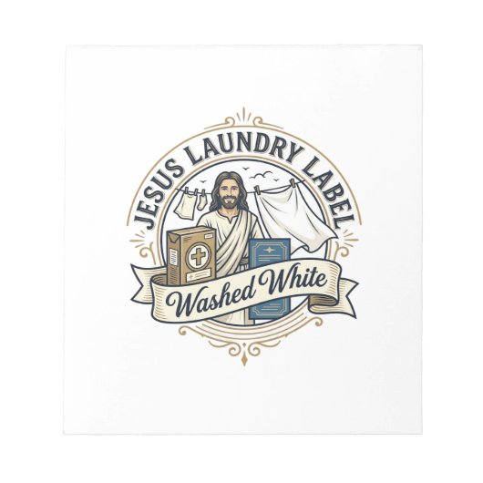 Bloc-note Jesus Étiquette De Linge Lavé Blanc Jesus Linge La (Devant)
