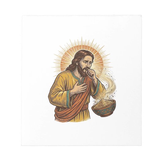 Bloc-note Jésus étouffant avec une miette de croustille de t (Devant)