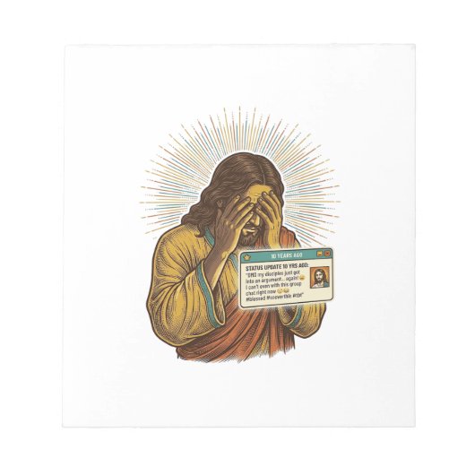 Bloc-note Jésus Se Recroquevillant Statut De Dix Ans Humour (Devant)