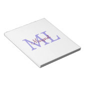 Bloc-note jeté simple minimal ajouter nom monogramme rose ro (Incliné)