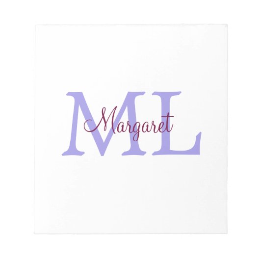 Bloc-note jeté simple minimal ajouter nom monogramme rose ro (Devant)
