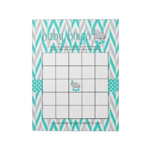 Bloc-note Jeu de Baby shower bleu et gris turquoise