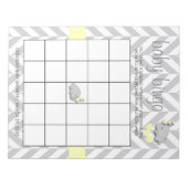 Bloc-note Jeu de Baby shower de Bingo Jaune et Grey Elephant (Devant)