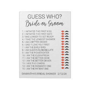 Bloc-note Jeu de Baby Shower Devine Qui