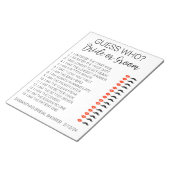 Bloc-note Jeu de Baby Shower Devinez Qui (Incliné)