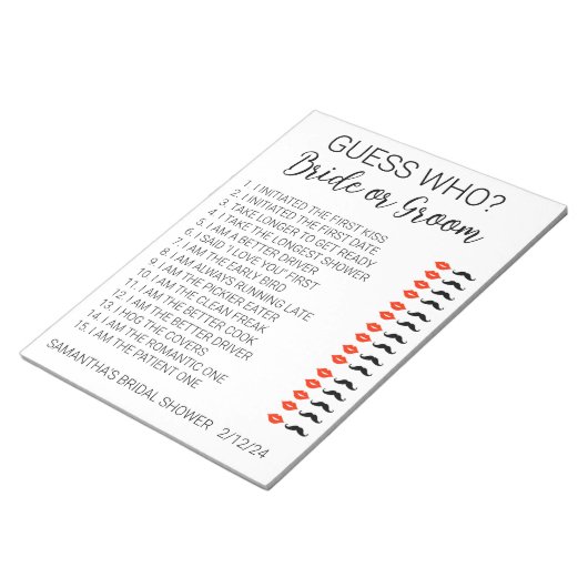 Bloc-note Jeu de Baby Shower Devinez Qui (Incliné)