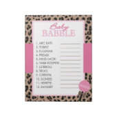 Bloc-note Jeu de Baby shower Leopard et Pink Word (Tourné)