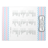 Bloc-note Jeu de Baby shower rose et bleu - jeu de bourse (Devant)