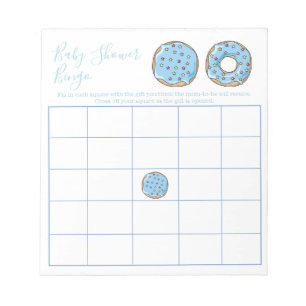 Bloc-note Jeu de Bingo Baby shower de beigne bleu