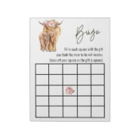 Jeu de Bingo Baby Shower Highland Cow