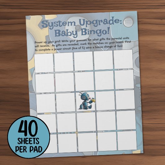 Bloc-note Jeu de Bingo pour Baby Shower Robot
