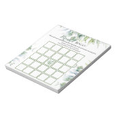 Bloc-note Jeu de bingo pour la douche de mariée à l'eucalypt (Tourné)