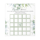 Bloc-note Jeu de bingo pour la douche de mariée à l'eucalypt (Devant)