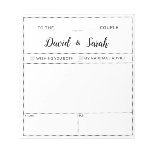 Bloc-note Jeu de conseils pour les mariages (Devant)