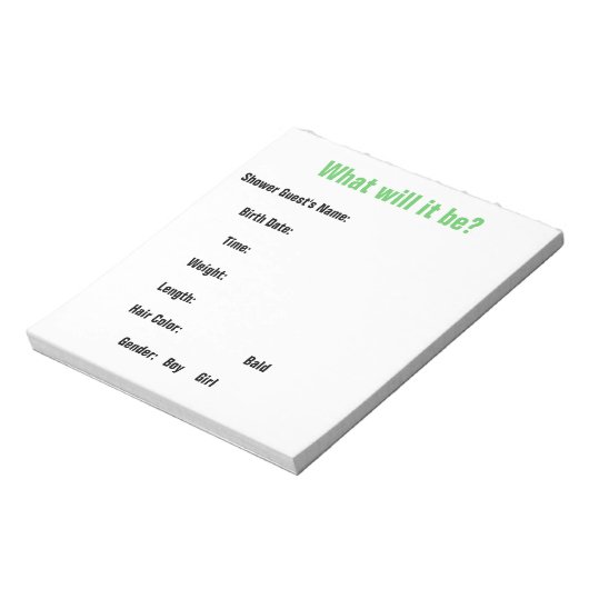 Bloc-note Jeu de devination baby shower (Tourné)