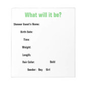 Bloc-note Jeu de devination baby shower (Devant)
